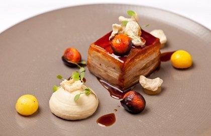 Pork, baked apple and crackling