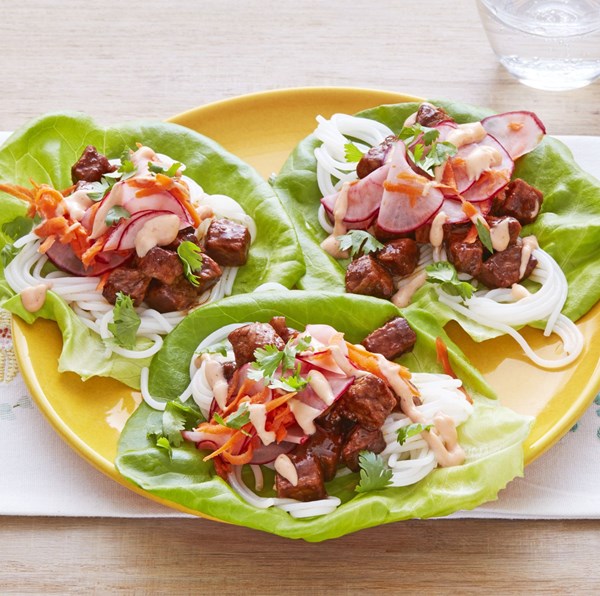 Pork bánh mi lettuce wraps