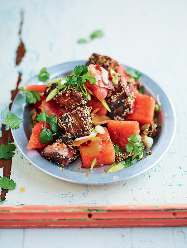 Pork belly & watermelon salad