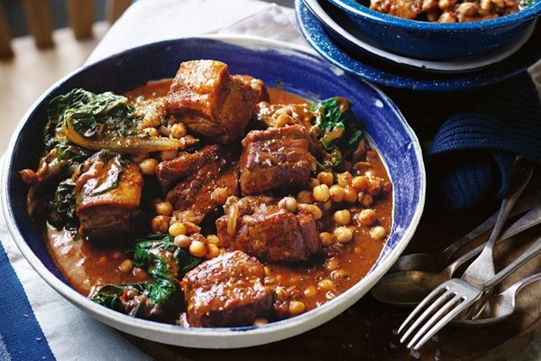 Pork belly and harissa tagine