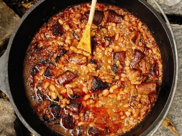 Pork belly and smoked sausge cassoulet