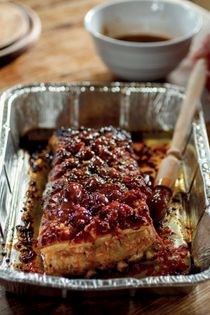 Pork belly with apricot jam glaze