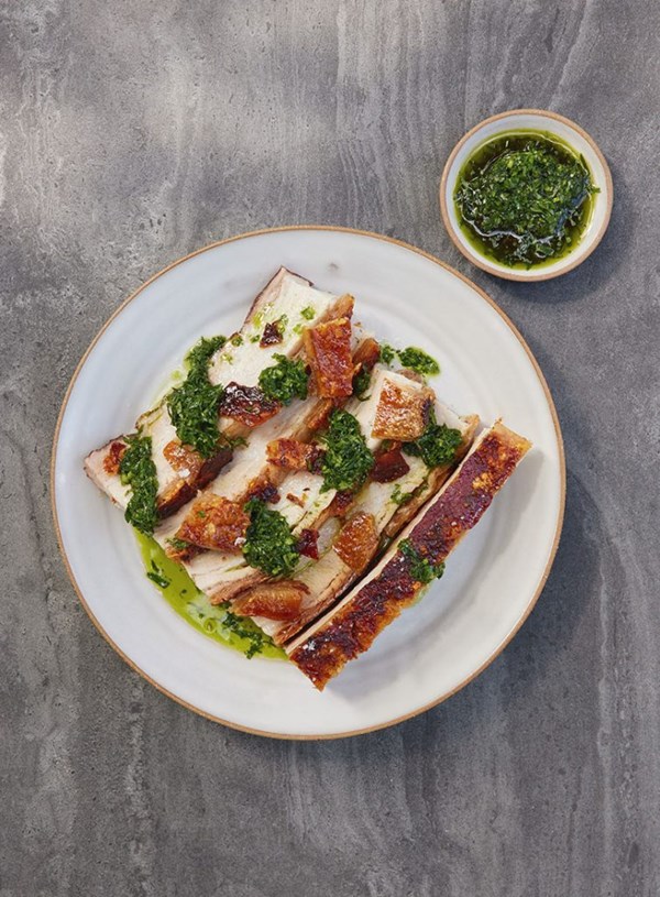 Pork belly with chimichurri