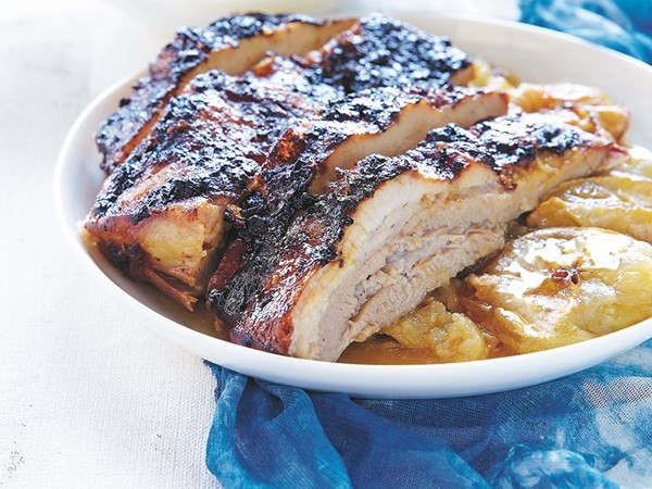 Pork belly with lime pickle and green papaya salad
