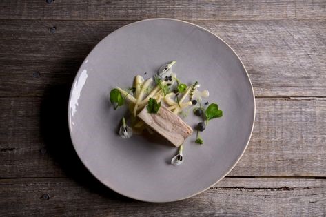 Pork belly with milk, truffle purée and salsify