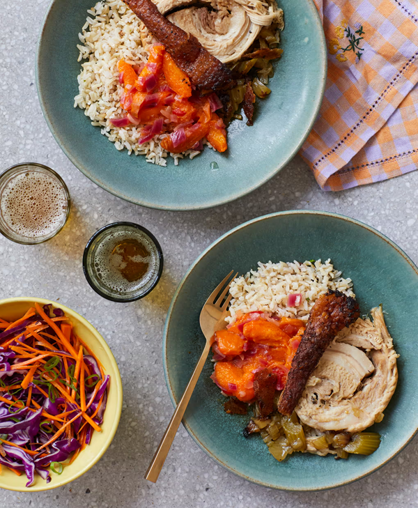 Pork belly with Scotch bonnet apricot relish