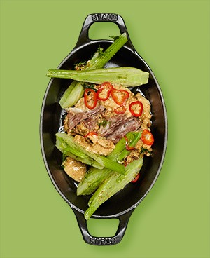 Pork braised in milk with marinated fennel