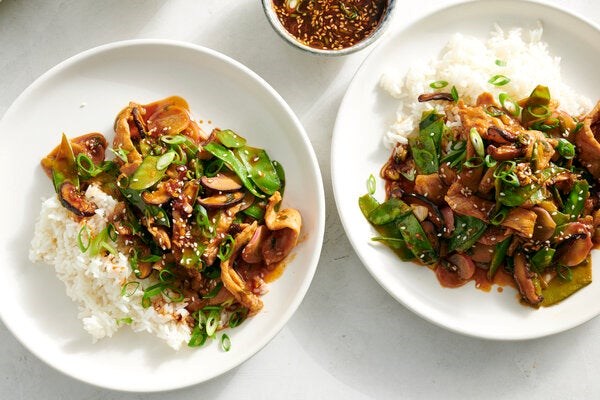 Pork bulgogi with spring vegetables 