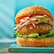 Pork burgers with apple & radish slaw