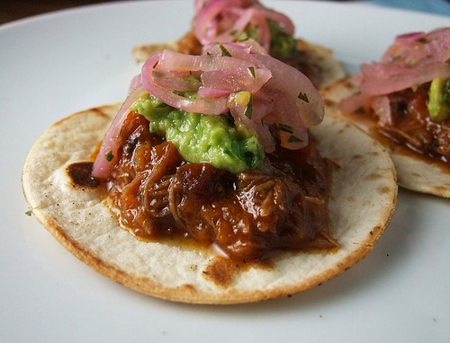 Pork cheek tacos with blood orange and chipotle