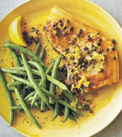 Pork chops piccata with green beans