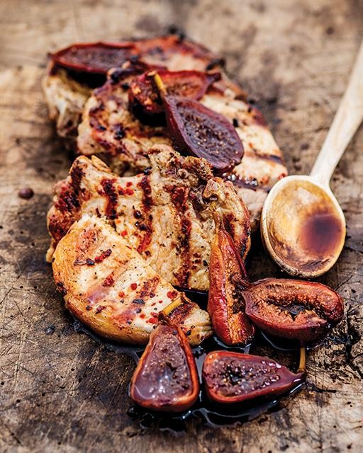 Pork chops with balsamic figs