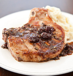 Pork chops with cherry sauce