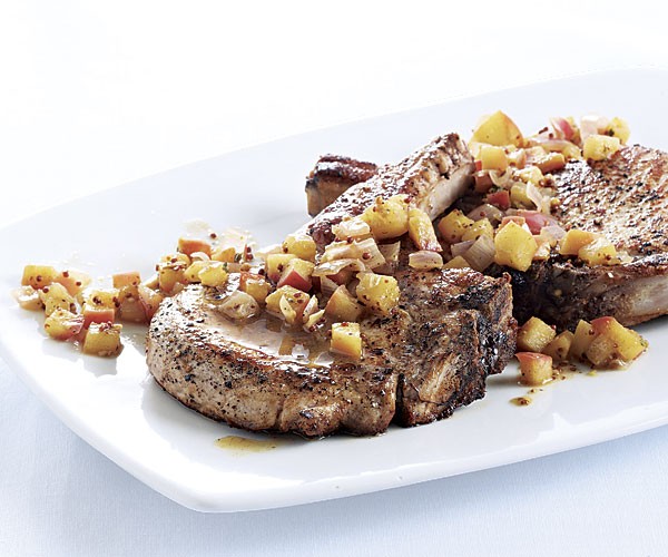 Pork chops with cider-Dijon pan sauce