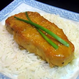 Pork chops with curried chutney sauce