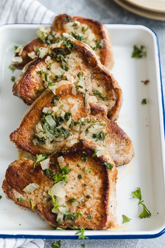 Pork chops with Dijon herb sauce