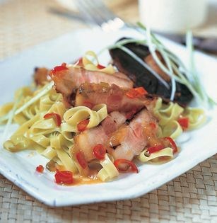 Pork chops with field mushrooms