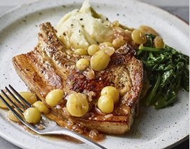 Pork chops with grape agrodolce