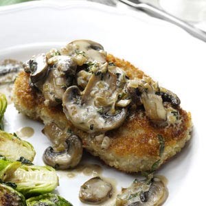 Pork chops with mushroom bourbon sauce