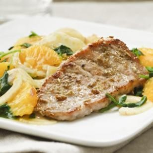 Pork chops with orange & fennel salad