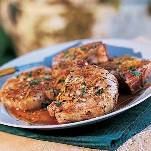 Pork chops with orange and Marsala (Costolette di maiale all'arancia)