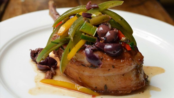 Pork chops with peppers and capers