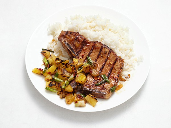 Pork chops with pineapple salsa