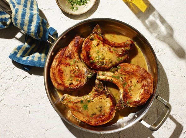 Pork chops with rich caper-lemon sauce 
