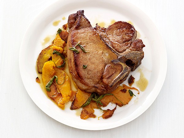 Pork chops with squash and sage