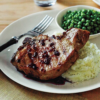 Pork chops with tangy red currant sauce