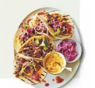 Pork, corn & feta tacos