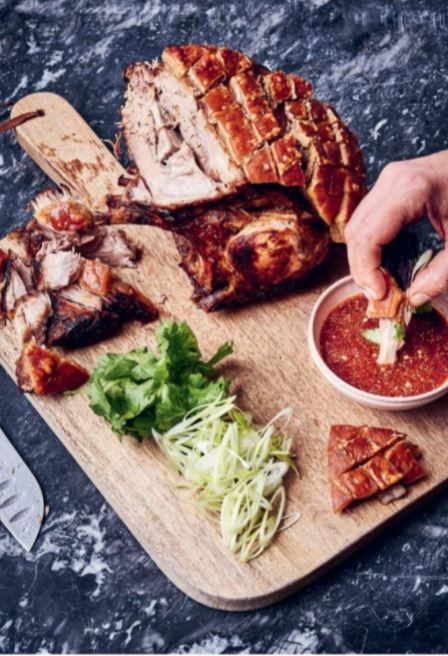 Pork, crackling, coriander & palm sugar dressing