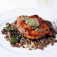 Pork cutlets with lentils