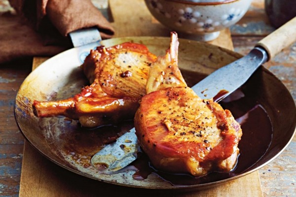 Pork cutlets with spicy Asian slaw