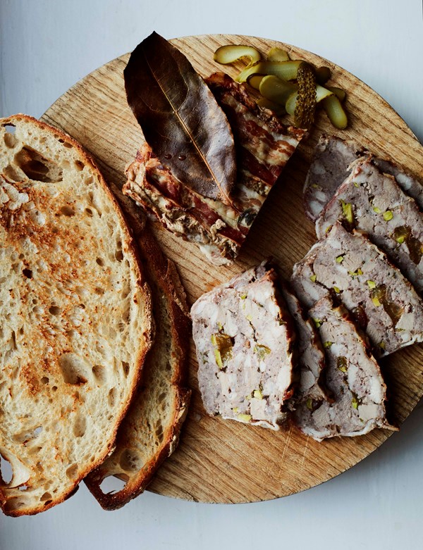 Pork, duck and pistachio terrine