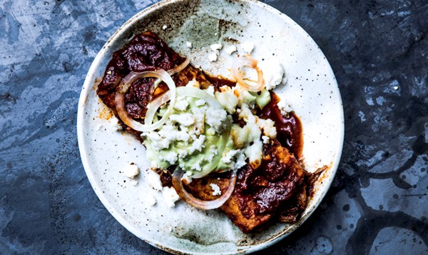 Pork enchiladas rojas