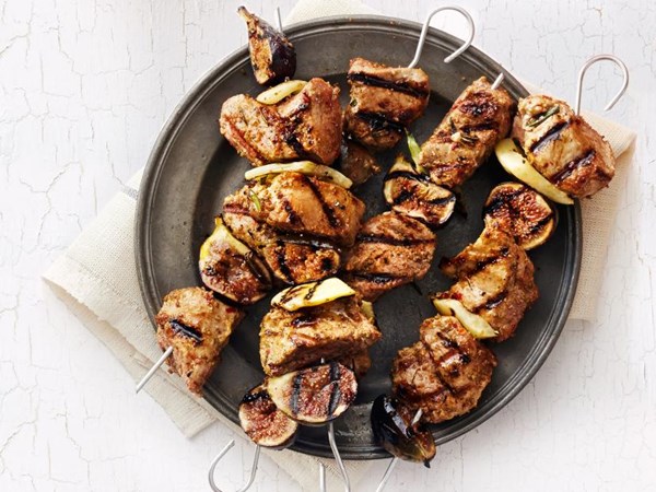 Pork, fennel and fig kebabs