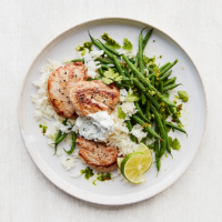Pork fillet with lemongrass and chilli green beans