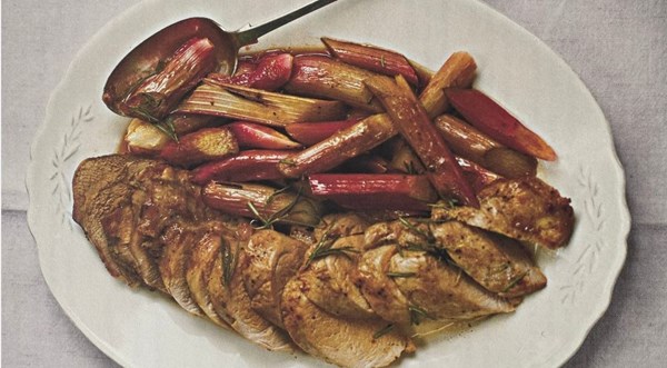 Pork fillet with new season rhubarb