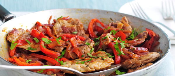 Pork fillet with pepper stew