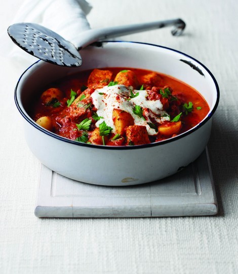 Pork goulash with paprika yogurt