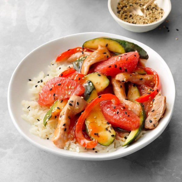 Pork grapefruit stir-fry
