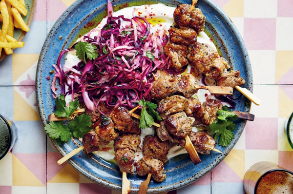 Pork kebab platter