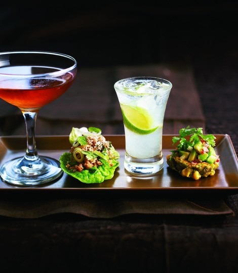 Pork larb in little gem cups
