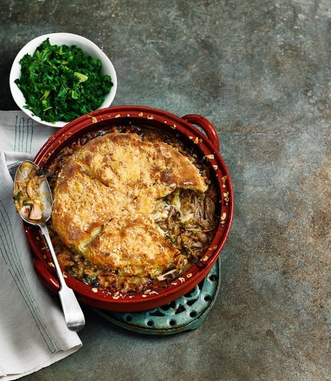 Pork, leek and cider cobbler