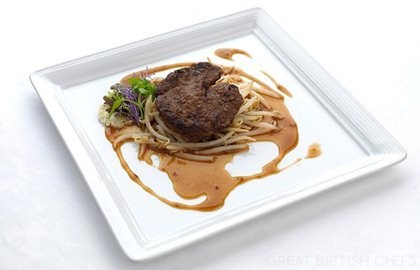 Pork liver Oriental with fried bean sprouts