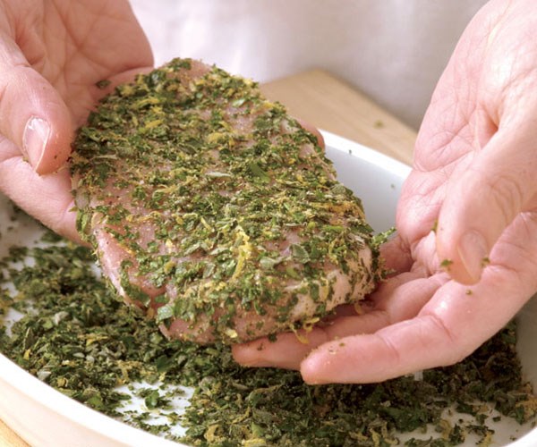 Pork loin chops with a sage & fennel crust