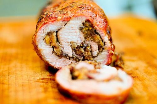Pork loin with apple-cranberry filling