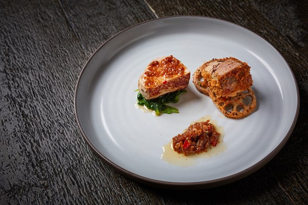 Pork loin with brawn and XO sauce