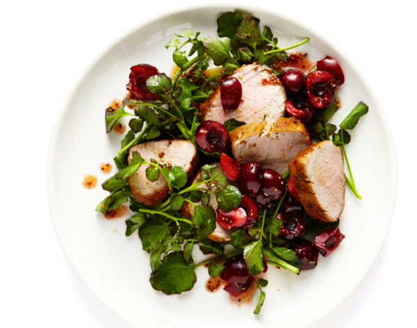 Pork loin with cherry vinaigrette